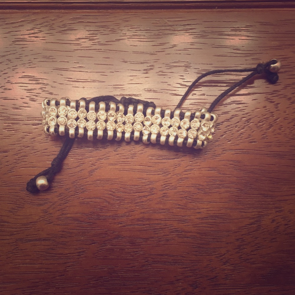 Adjustable sparkly silver beaded bracelet